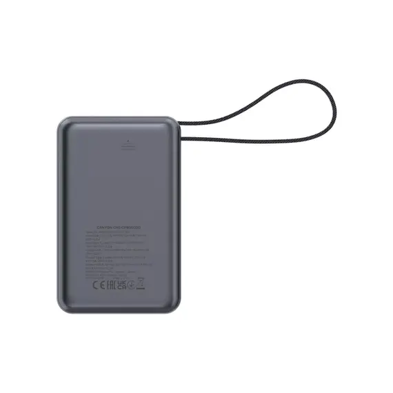 პორტატული დამტენი Canyon Power Bank OnPower 600 built-in cable 20000 mAh PD65W - Dark Grey , 9 image - Primestore.ge