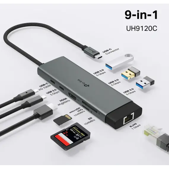 დოქ სადგური Tp-link USB Type-C 9 - Port Hub , 8 image - Primestore.ge