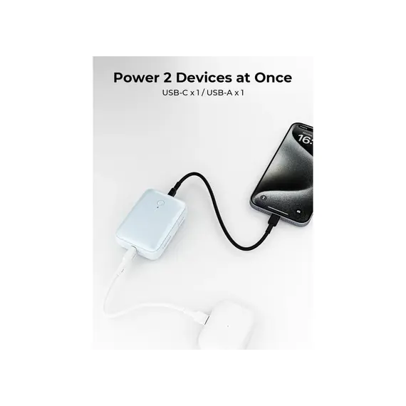 პორტატული დამტენი Aukey PB-Y55 22.5W 10000mAh Spark Mini Compact Fast Charging Power Bank - White , 8 image - Primestore.ge