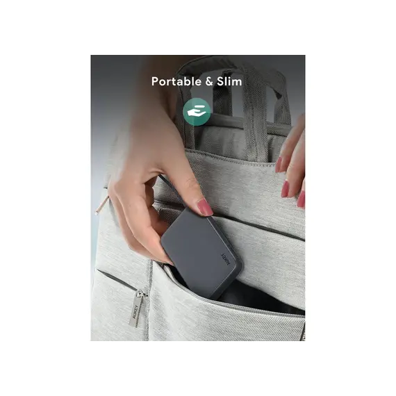 პორტატული დამტენი Aukey PB-Y53 15W 10000mAh Spark Sling Lite Slim Power Bank with Buit-in USB-C Cable - Gray , 7 image - Primestore.ge