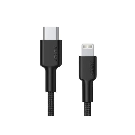 USB კაბელი Aukey Nylon Braided USB-C to Lightning Cable 1M Black , 3 image - Primestore.ge