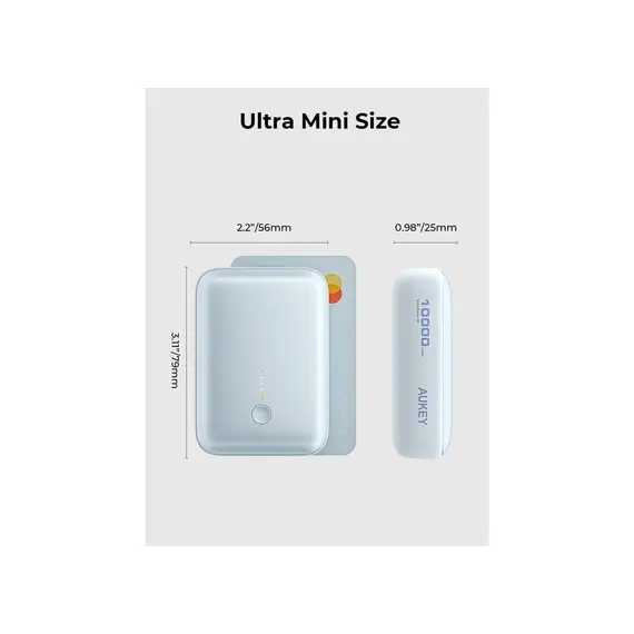 პორტატული დამტენი Aukey PB-Y55 22.5W 10000mAh Spark Mini Compact Fast Charging Power Bank - White , 4 image - Primestore.ge