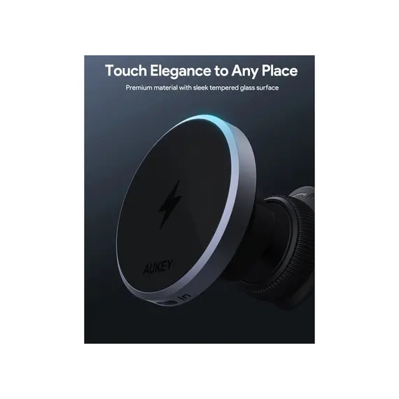 მანქანის უსადენო დამტენი Aukey 15W HD-MC13 Qi2 Wireless Charging Phone Mount - Black , 9 image - Primestore.ge