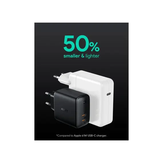 ადაპტერი Aukey PA-B4T 45W 2-Port PD Wall Charger Black , 8 image - Primestore.ge