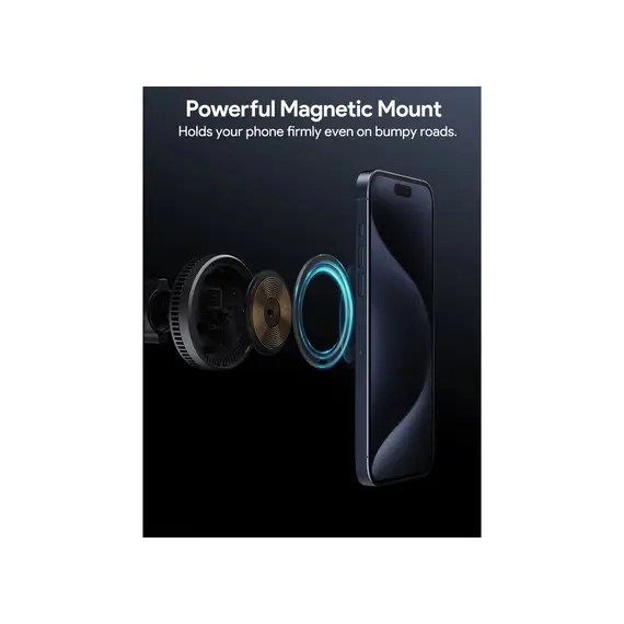 ავტომობილის უსადენო დამტენი Aukey 15W HD-MC13A MagFusion Dash Pro Qi2 Active Cooling Wireless Charging Phone Mount - Gray , 15 image - Primestore.ge