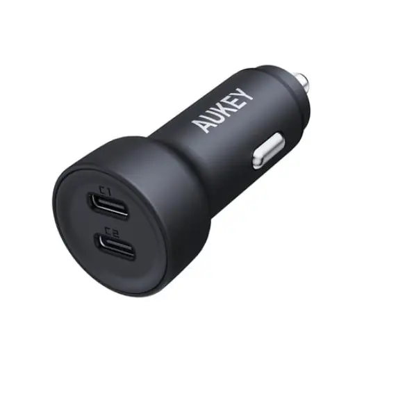 ავტომობილის უსადენო დამტენი Aukey 65W CC-Y23 Enduro Type-C Dual 2-Port Car Charger - Gray  - Primestore.ge