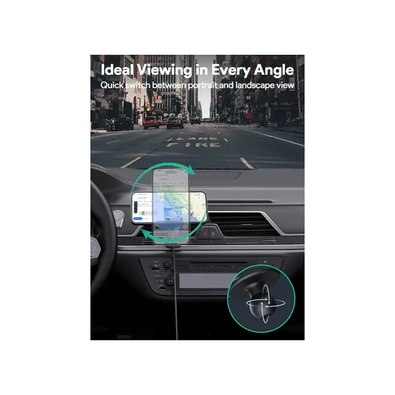 ავტომობილის უსადენო დამტენი Aukey 15W HD-MC13A MagFusion Dash Pro Qi2 Active Cooling Wireless Charging Phone Mount - Gray , 8 image - Primestore.ge