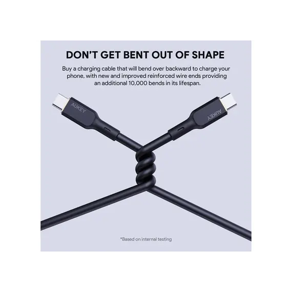 USB კაბელი Aukey CB-SCC102 Circlet Blink 100W Silicone PD Charge Cable 1.8M Black , 3 image - Primestore.ge