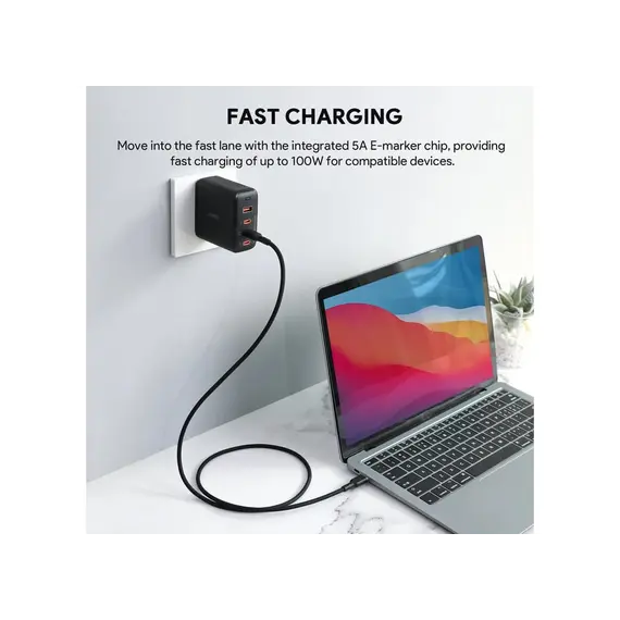 USB კაბელი Aukey CB-SCC102 Circlet Blink 100W Silicone PD Charge Cable 1.8M Black , 10 image - Primestore.ge
