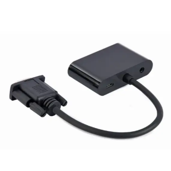 ადაპტერი Gembird A-VGA-HDMI-02 VGA to HDMI + VGA adapter cable 0.15m Black , 4 image - Primestore.ge