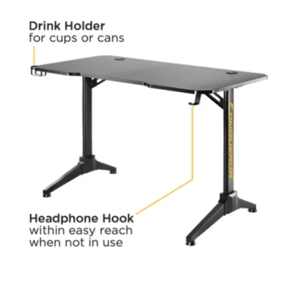 მაგიდა Vertex VX-GD-01B Conqueror Gaming Desk Black , 4 image - Primestore.ge