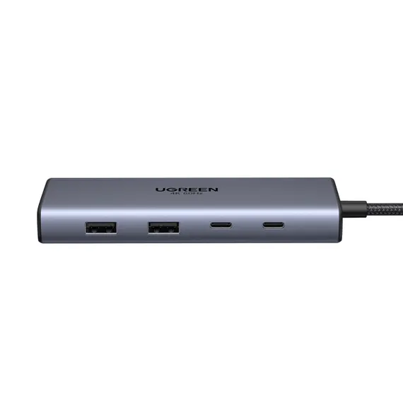 USB-C ჰაბი UGREEN CM639 (45380), HDMI, Type-C, USB-A, RJ45, SD/TF, 10-in-1 USB-C Hub, Grey , 8 image - Primestore.ge