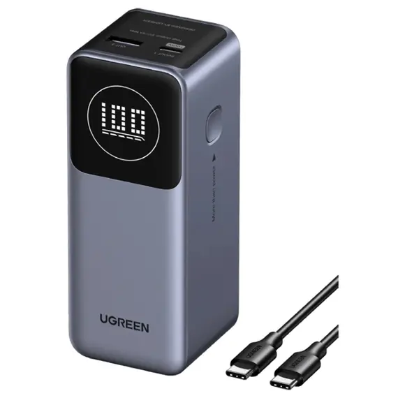 პორტატული დამტენი UGREEN PB724 (35526B) Nexode, 12000mAh, Type-C, USB-A, Power Bank With Smart Digital Display, Grey  - Primestore.ge