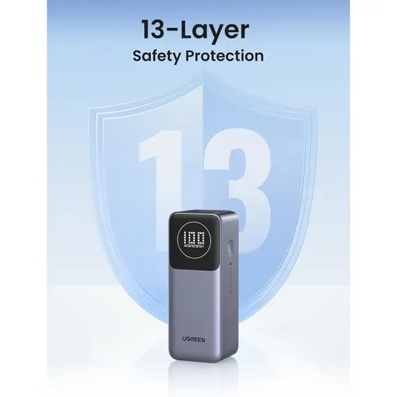 პორტატული დამტენი UGREEN PB724 (35526B) Nexode, 12000mAh, Type-C, USB-A, Power Bank With Smart Digital Display, Grey , 3 image - Primestore.ge