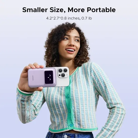 პორტატული დამტენი UGREEN PB572 (45328) Uno, 10000mAh, Magnetic Wireless Power Bank, Purple , 4 image - Primestore.ge
