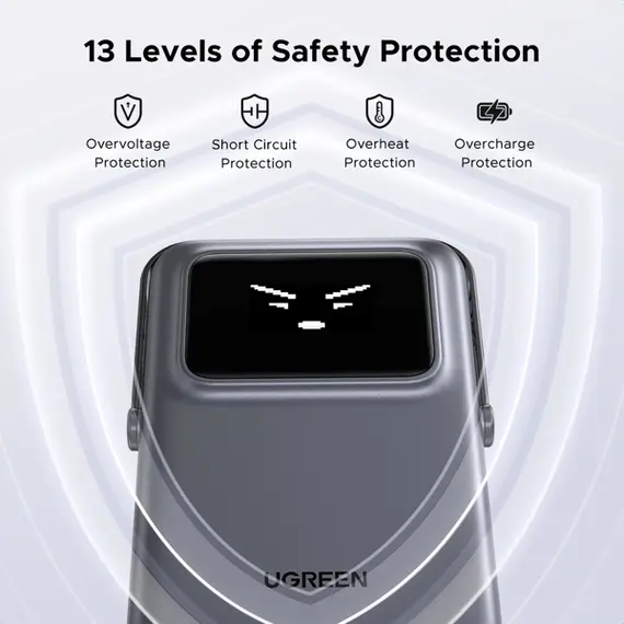 პორტატული დამტენი UGREEN PB572 (45327) Uno, 10000mAh, Magnetic Wireless Power Bank, Grey , 9 image - Primestore.ge