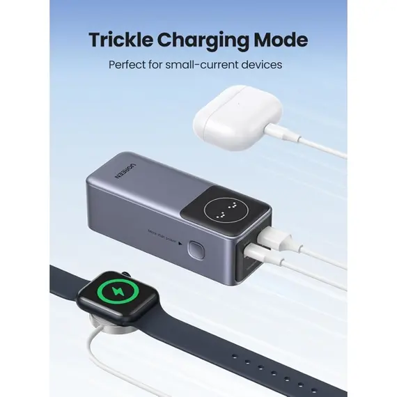 პორტატული დამტენი UGREEN PB724 (35526B) Nexode, 12000mAh, Type-C, USB-A, Power Bank With Smart Digital Display, Grey , 5 image - Primestore.ge