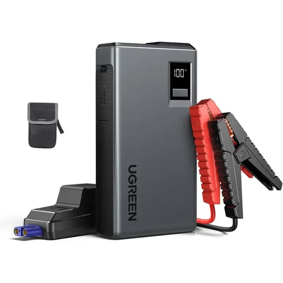 მანქანის პორტატული დამტენი UGREEN ES702 (35977), 12000mAh, USB-A, Type-C, Car Jump Starter Power Bank with Digital Screen and LED Light, Grey , 2 image - Primestore.ge