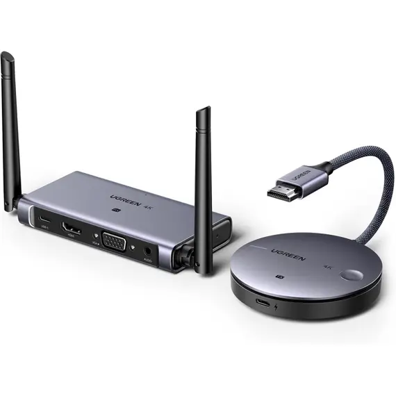 უსადენო HDMI გადამცემი UGREEN CM586 (90909A), 4K@30Hz Wireless HDMI Transmitter And Receiver, Grey , 2 image - Primestore.ge