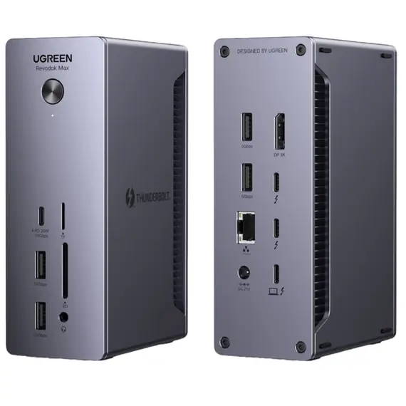 USB-C ჰაბი UGREEN U710 (25054EU) Revodok Max 213, Type-C, USB-A, DP, SD/TF, 3.5mm, Ethernet, USB-C Hub 13-in-1 Docking Station, Grey , 2 image - Primestore.ge
