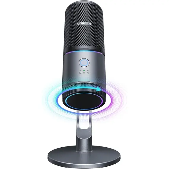 მიკროფონი UGREEN CM769 (35629), Microphone for PC, RGB, USB, 3.5mm, Black - Primestore.ge