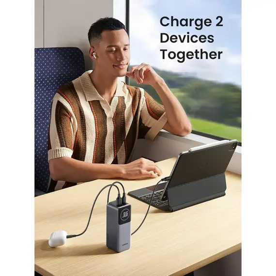 პორტატული დამტენი UGREEN PB724 (35526B) Nexode, 12000mAh, Type-C, USB-A, Power Bank With Smart Digital Display, Grey , 14 image - Primestore.ge