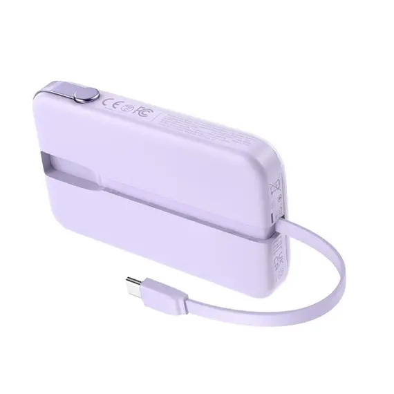 პორტატული დამტენი UGREEN PB511 (35604B) Uno, 10000mAh, USB, Type-C, Power Bank With Built In Cable, Purple , 3 image - Primestore.ge