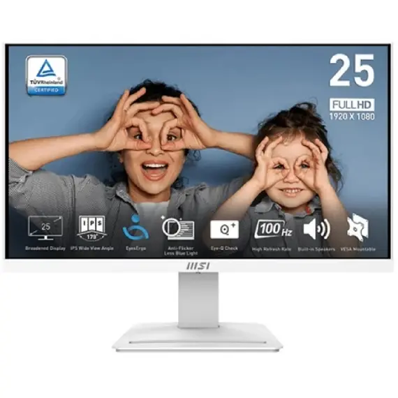 მონიტორი MSI 9S6-3PC7CH-054 PRO MP253W, 24.5", Monitor, FHD, IPS, HDMI, DP, VGA, White  - Primestore.ge