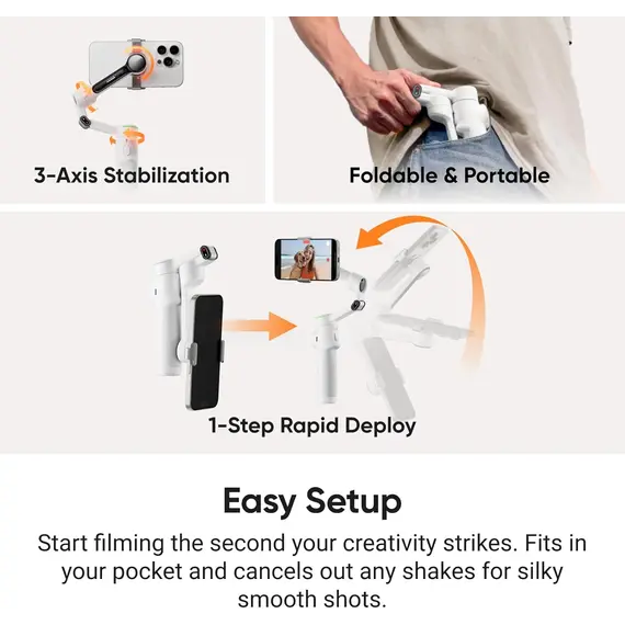 სტაბილიზატორი Insta360 Flow 2 Pro Creator Bundle / Summit White , 2 image - Primestore.ge