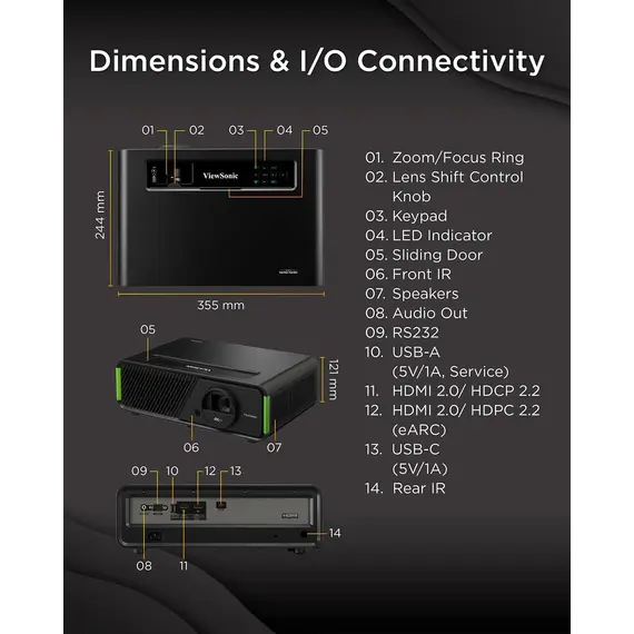 პროექტორი ViewSonic X1-4KPRO LED Projector , 3 image - Primestore.ge