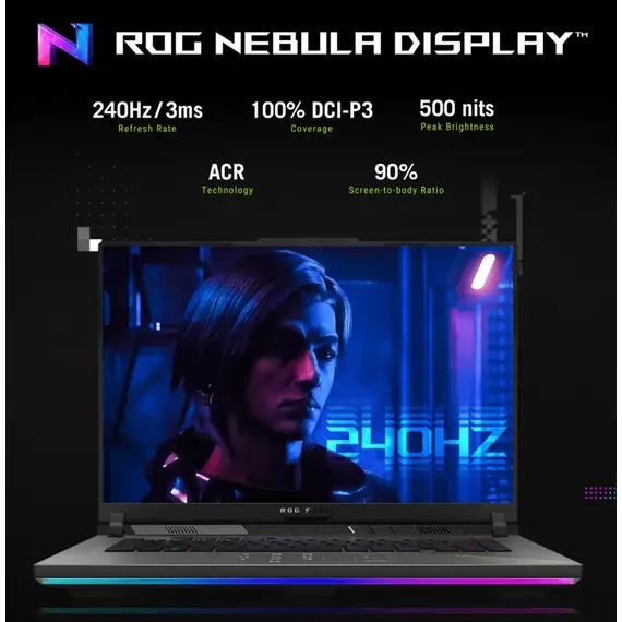 ნოუთბუქი Asustek ROG Strix G16 (2025) 16'' 2.5K  240Hz Ryzen 9 9955HX3D 16GB 1TB G4 SSD RTX 5070 TI Eclipse Gray , 4 image - Primestore.ge