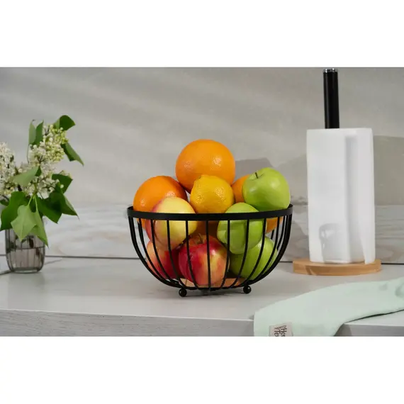 ხილის თასი Ardesto Basket Midori 25х25х13cm, metal, wood, black , 4 image - Primestore.ge
