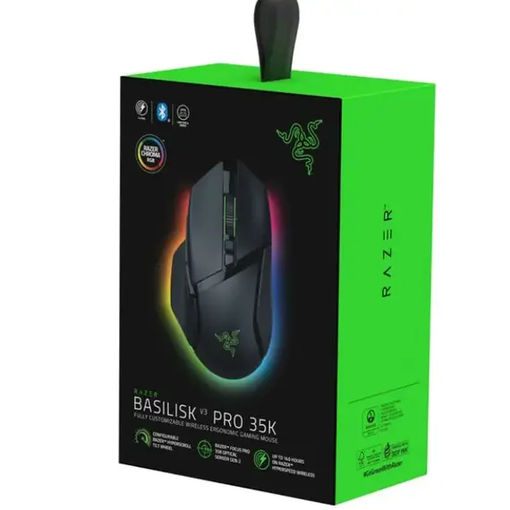 მაუსი Razer Mouse Basilisk V3 Pro 35K, RGB, USB-A/WL/BT, black , 4 image - Primestore.ge