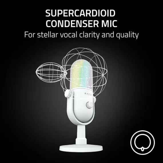 მიკროფონი Razer gaming microphone Seiren V3 Chroma, Uni, RGB, USB-A, 2m, white , 5 image - Primestore.ge