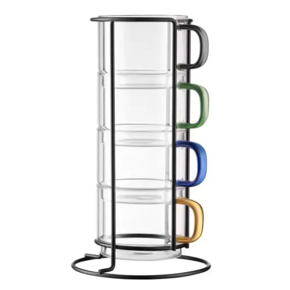 ჭიქების ნაკრები Ardesto Set of cups 350ml, 4pcs, borosilicate glass, transparent  - Primestore.ge