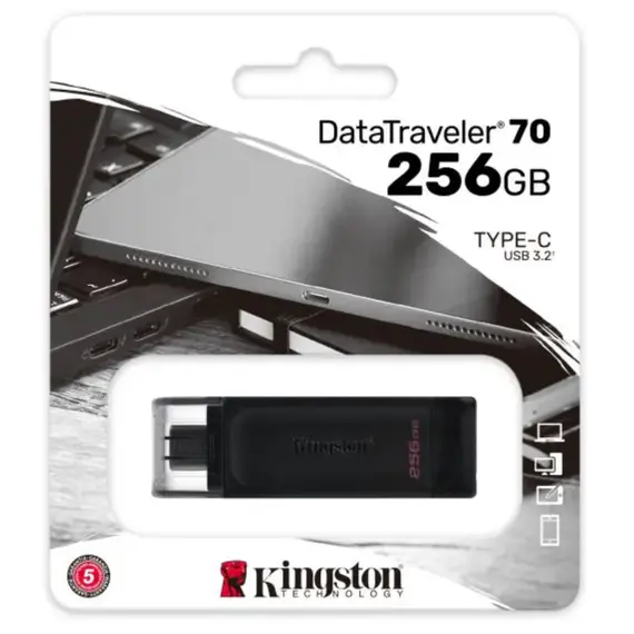 USB ფლეშ მეხსიერება Kingston 256GB USB 3.2 Type-C Gen 1 DT70 , 3 image - Primestore.ge