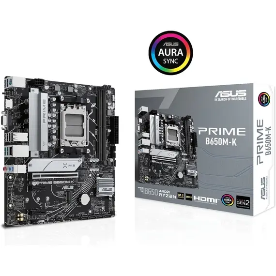 დედა დაფა ASUS Motherboard PRIME B650M-K sAM5 B650 2xDDR5 M.2 HDMI D-Sub mATX , 2 image - Primestore.ge