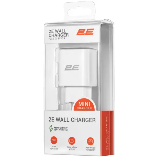 ადაპტერი 2E Wall Charger 25W USB-C PD, white , 3 image - Primestore.ge