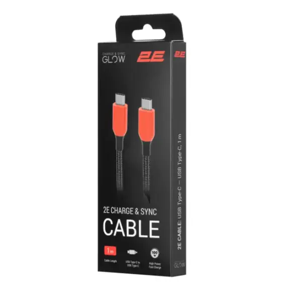 კაბელი 2E Cable USB-C - USB-C, 100W 1m black  - Primestore.ge