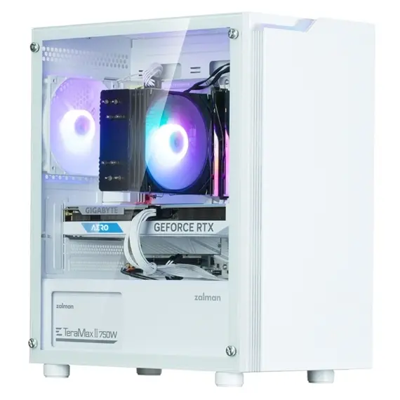 კომპიუტერის ქეისი Zalman PC case T4 Plus without PSU, 2xUSB3.0, 1xUSB2.0, 1x120mm ARGB, VGA 3200mm, TG Side Panel, mATX, white , 3 image - Primestore.ge