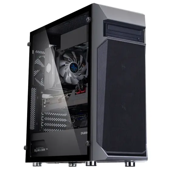 ქეისი Zalman PC case Z1 Plus without PSU, 2xUSB3.0, 1xUSB2.0, 3x120mm, VGA 385mm, LCS ready, TG Side Panel, ATX, black  - Primestore.ge