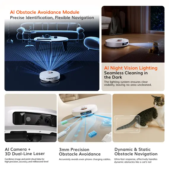 რობოტი მტვერსასრუტი Ilife T60S, 17000Pa, LiDAR + Ai, Robot Vacuum Cleaner, White , 14 image - Primestore.ge