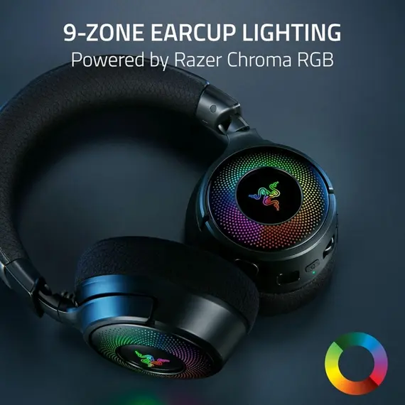 ყურსასმენი Razer Gaming Headset Kraken V4, USB-A/WL/BT, RGB, black , 4 image - Primestore.ge