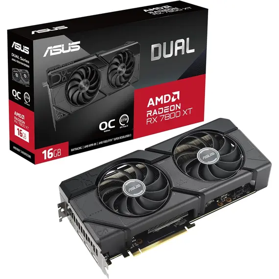 ვიდეო დაფა ASUS Graphic Card Radeon RX 7800 XT 16GB GDDR6 TUF OC DUAL-RX7800XT-O16G  - Primestore.ge