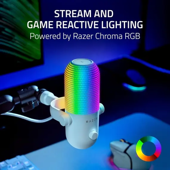 მიკროფონი Razer gaming microphone Seiren V3 Chroma, Uni, RGB, USB-A, 2m, white , 4 image - Primestore.ge