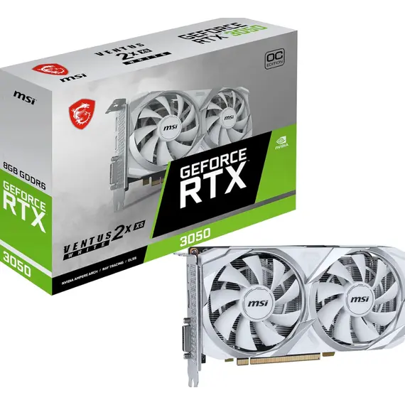 ვიდეო დაფა MSI Graphic Card GeForce RTX 3050 VENTUS 2X XS 8G WHITE OC  - Primestore.ge