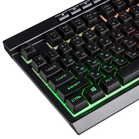 კლავიატურა 2E GAMING Membrane keyboard KG300 114key, USB-A, EN/RU, LED, black , 2 image - Primestore.ge