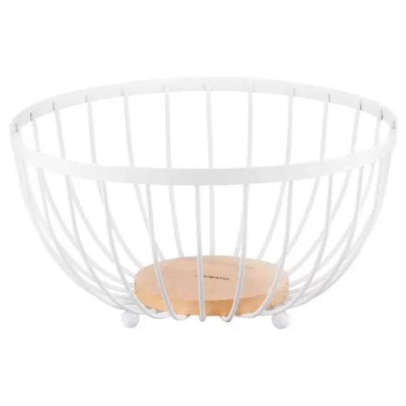 ხილის თასი Ardesto Basket Midori 25х25х13cm, metal, wood, white  - Primestore.ge