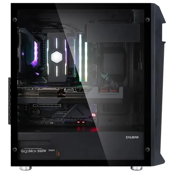 ქეისი Zalman PC case Z1 Plus without PSU, 2xUSB3.0, 1xUSB2.0, 3x120mm, VGA 385mm, LCS ready, TG Side Panel, ATX, black , 4 image - Primestore.ge