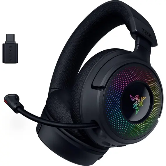 ყურსასმენი Razer Gaming Headset Kraken V4, USB-A/WL/BT, RGB, black , 2 image - Primestore.ge